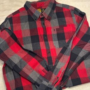 Browning Red and Gray Flannel Plaid Casual Shirt